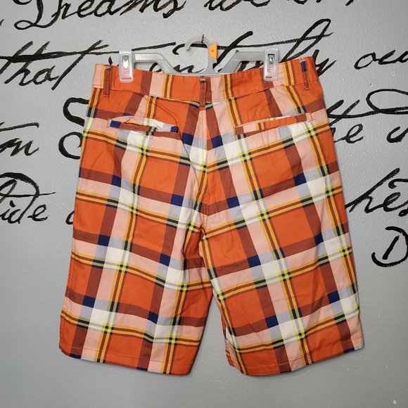 Reversable Orange & Navy Plaid Shorts - 2 shorts in one!  33"W - Picture 3 of 4